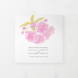 Programa Tri-Fold de flor de cerezo rosa acuarela
