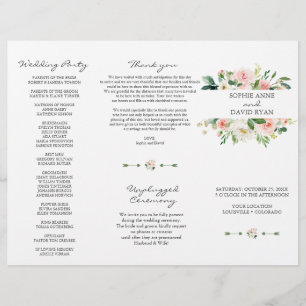 Programa Tri+Fold Wedding de Flores Blancas Rosada