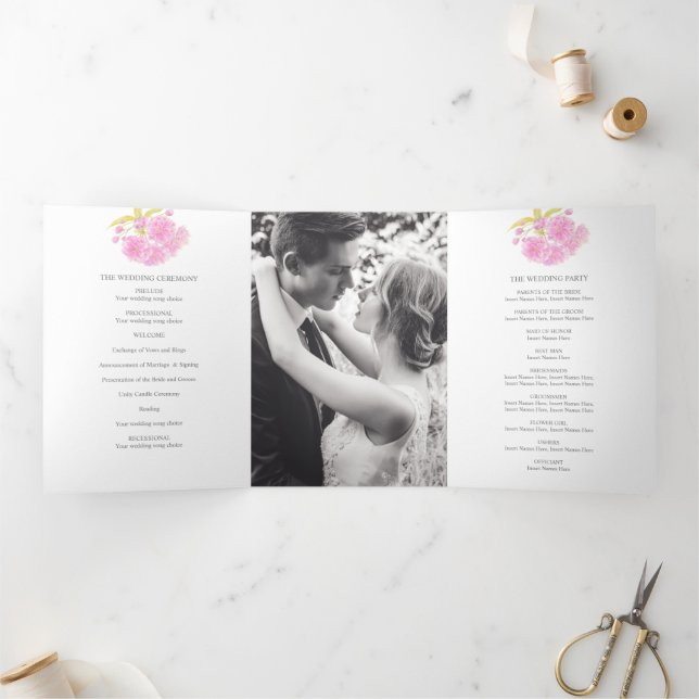 Programa Tríptico acuarela de flor de cerezo rosa (Interior)