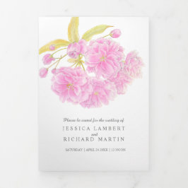 Programa Tríptico acuarela de flor de cerezo rosa