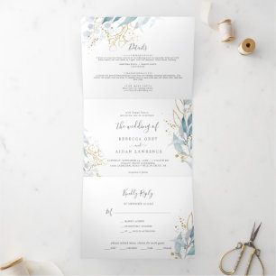 Programa Tríptico Airy Greenery   Boda Atrás De La Hoja Todo En Uno