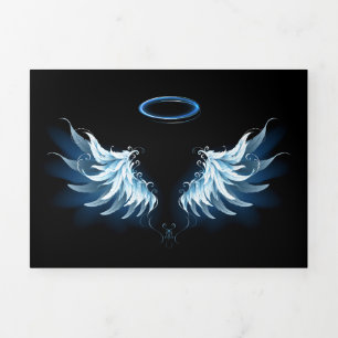 Programa Tríptico Alas del Ángel Azul brillante sobre fondo negro