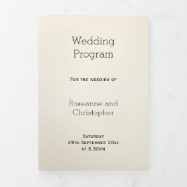 Programa Tríptico Boda de color champagne Flutes Design Champagne