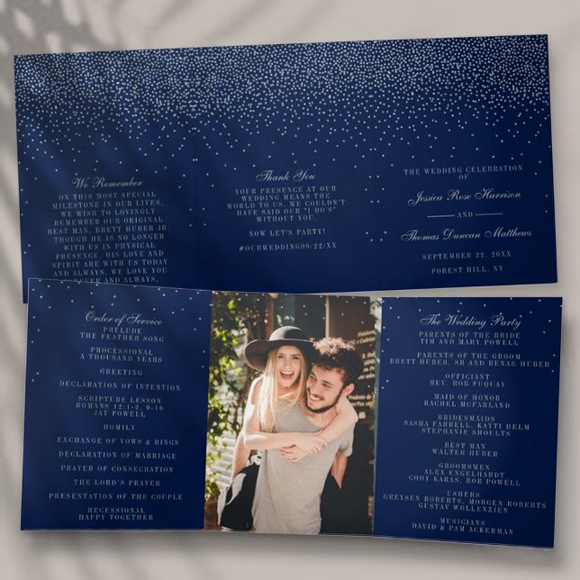 Programa Tríptico Boda de Confetti Azul y Glam Plata de Marina (Subido por el creador)