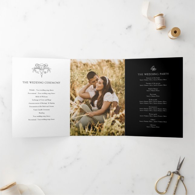 Programa Tríptico Boda de fotografía personalizado de la flota blanc (Interior)