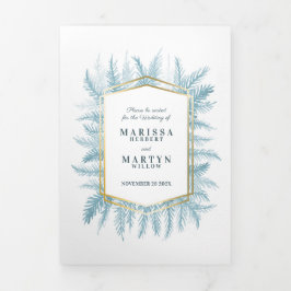 Programa Tríptico Boda de invierno de abeto azul evergreen
