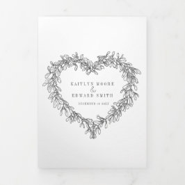 Programa Tríptico Boda de invierno mistletoe gris oscuro botánico