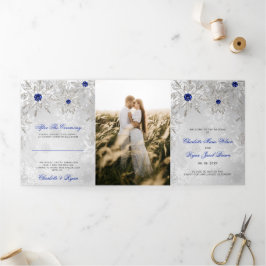 Programa Tríptico Boda de Invierno Silver Royal Blue Snowflake