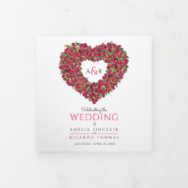 Programa Tríptico Boda de la historia de arte cardíaco de tulipanes