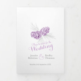 Programa Tríptico Boda de otoño de invierno de color gris morado de