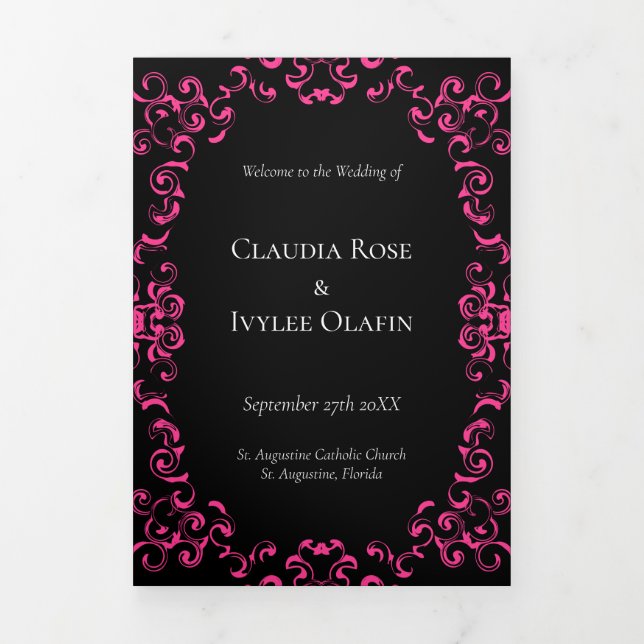 Programa Tríptico Boda gótico de Swirl Black Pink (Foto de portada)