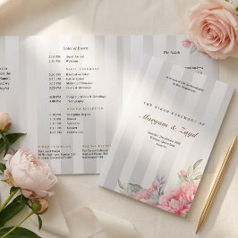 Programa Tríptico Boda Islámica Nikah | Blush Peonía Gris a Rayas