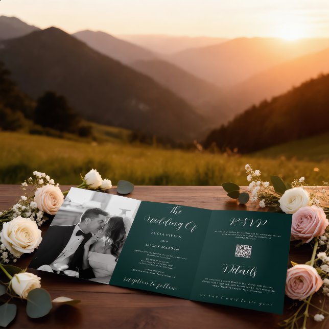 Programa Tríptico Boda Todo en Uno Foto Moderna Esmeralda Verde (Subido por el creador)