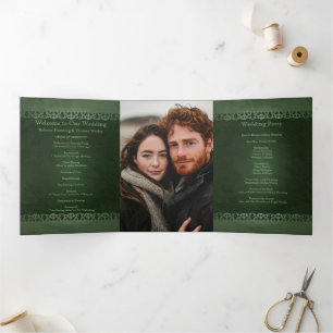Programa Tríptico Boda tradicional irlandés de la cruz celta fotográ