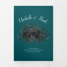 Boda Verde azulado de Rosas negros