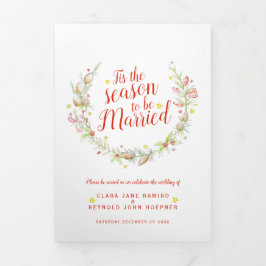 Programa Tríptico Bodas de invierno conos de bayas rojas acuarela fo