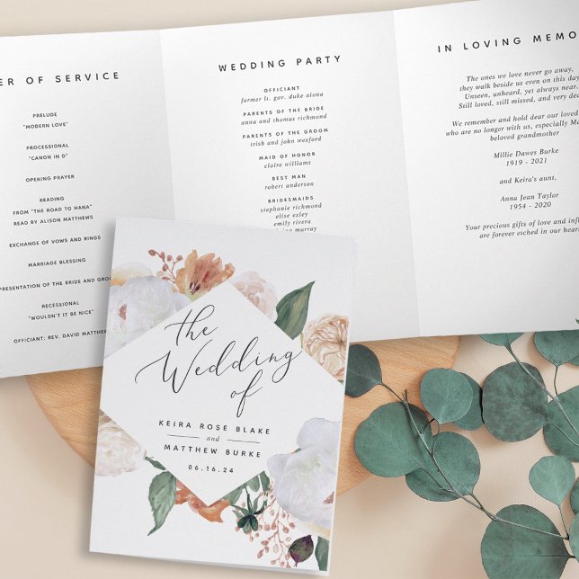 Programa Tríptico Boho florece la ceremonia de Boda floral moderna (Subido por el creador)