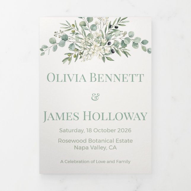 Programa Tríptico Botanical Garden Romance Wedding (Foto de portada)