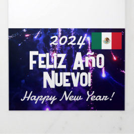Programa Tríptico Calendario Mexicano 2024 Feliz regalo de Año Nuevo