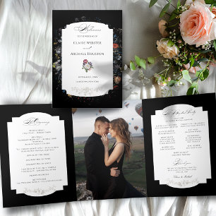 Programa Tríptico Caligrafía floral negra Bella Artes