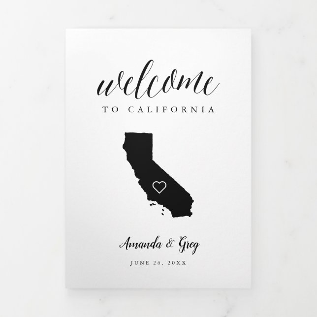 Programa Tríptico Carta de bienvenida al Boda de California e Itiner (Foto de portada)