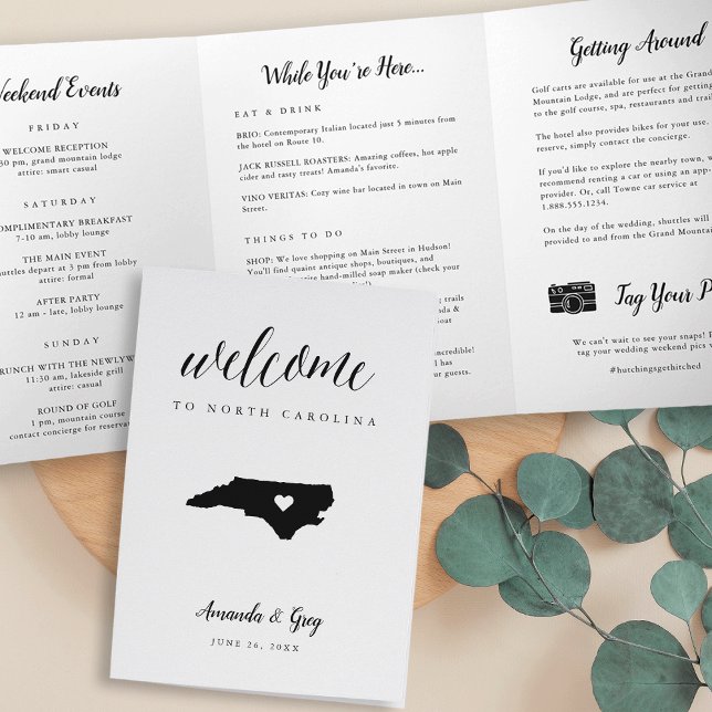 Programa Tríptico Carta de bienvenida al Boda de Carolina del Norte  (Subido por el creador)