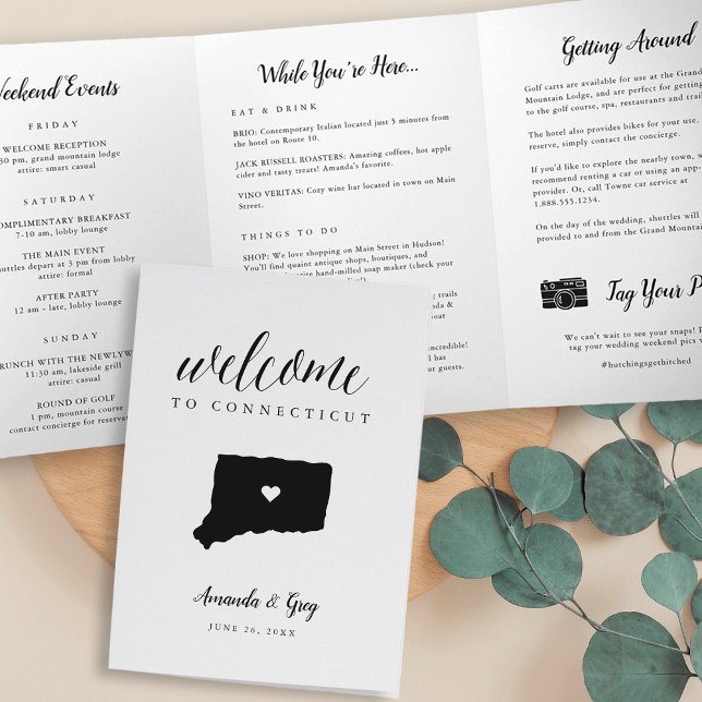 Programa Tríptico Carta de bienvenida al Boda de Connecticut e Itine (Subido por el creador)
