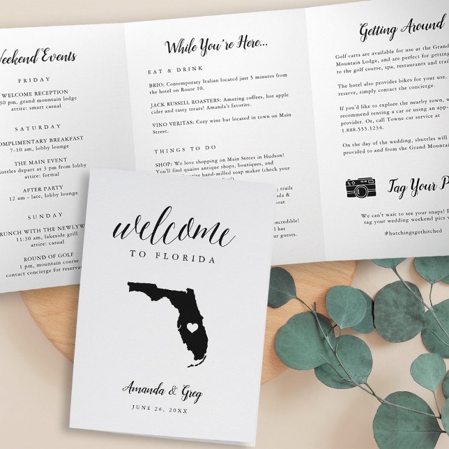 Programa Tríptico Carta de bienvenida al Boda de Florida e Itinerari (Subido por el creador)