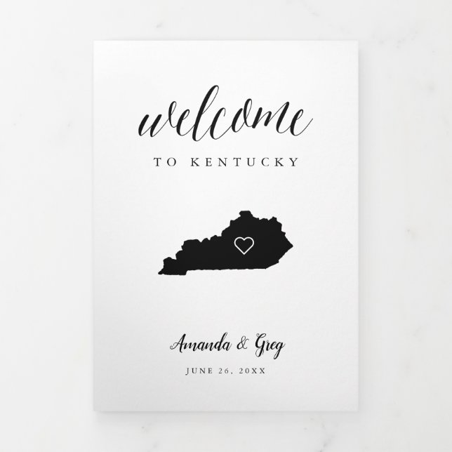Programa Tríptico Carta de bienvenida al Boda de Kentucky y tinerari (Foto de portada)