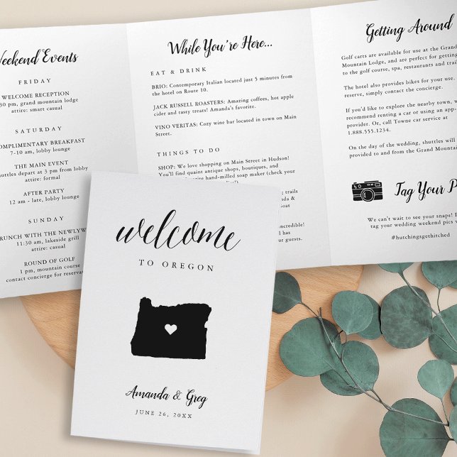 Programa Tríptico Carta de bienvenida al Boda de Oregon e Itinerario (Subido por el creador)