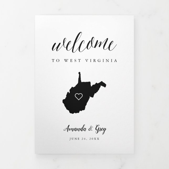 Programa Tríptico Carta de bienvenida al Boda de Virginia Occidental (Foto de portada)