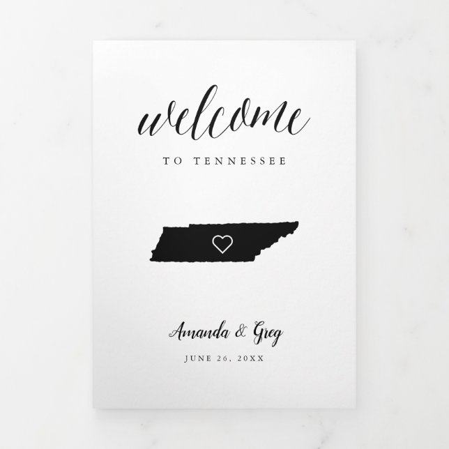 Programa Tríptico Carta de bienvenida al Boda Tennessee e Itinerario (Foto de portada)