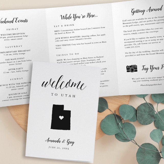 Programa Tríptico Carta de bienvenida al Boda utah e tinerario (Subido por el creador)