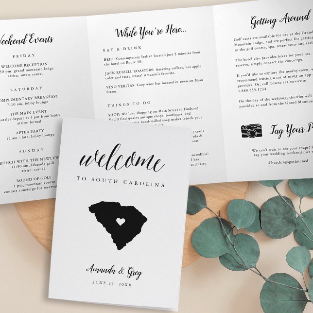 Programa Tríptico Carta de bienvenida de Boda de Carolina del Sur e  (Subido por el creador)