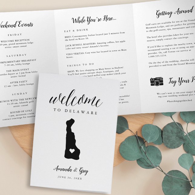 Programa Tríptico Carta de bienvenida de Boda Delaware y diccionario (Subido por el creador)