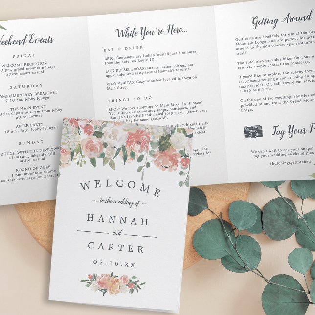 Programa Tríptico Carta de bienvenida de Boda floral de verano medio (Subido por el creador)