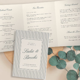 Programa Tríptico Carta de bienvenida y itinerario de boda con franj
