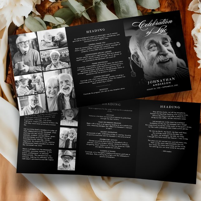 Programa Tríptico Celebración de la Vida Letra Elegante Foto Funeral (Subido por el creador)