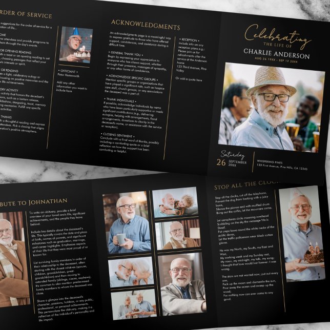 Programa Tríptico Celebración De La Vida Moderno Memorial De 10 Foto (Subido por el creador)