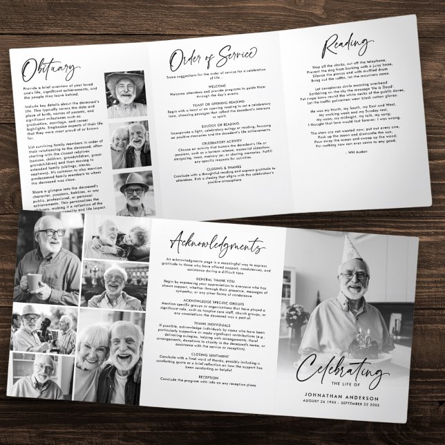 Programa Tríptico Celebración del funeral blanco y negro de 10 fotos (Subido por el creador)