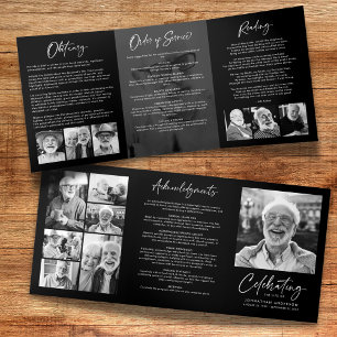 Programa Tríptico Celebración del funeral blanco y negro de 14 fotos