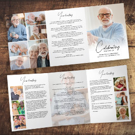 Programa Tríptico Celebración del funeral blanco y negro de 14 fotos