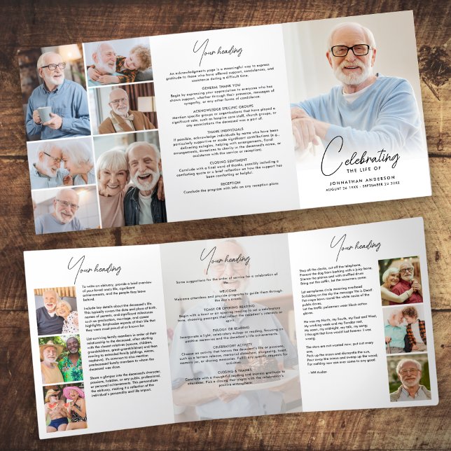 Programa Tríptico Celebración del funeral blanco y negro de 14 fotos (Subido por el creador)