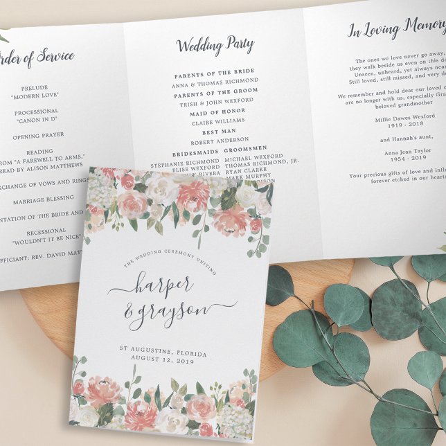 Programa Tríptico Ceremonia de Boda floral de verano medio (Subido por el creador)