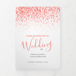 Programa Tríptico Ceremonia de bodas de arte abstracto de coral y bl