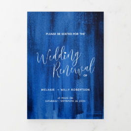 Programa Tríptico ceremonia de renovación del boda resumen azul zafi