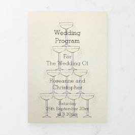 Programa Tríptico Champagne Glasses Wedding