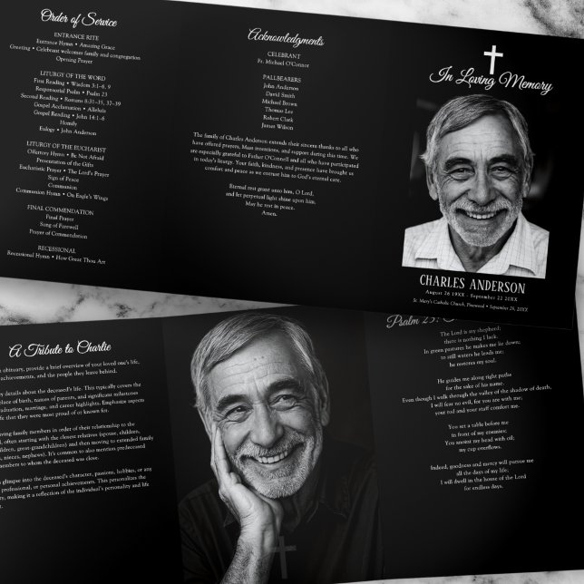 Programa Tríptico Classic Elegant Catholic Rosary Funeral/Memorial (Subido por el creador)