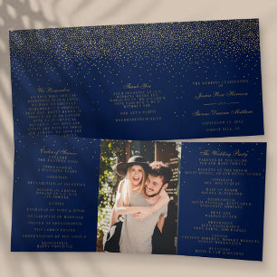 Programa Tríptico Colección de Bodas de confetti de oro de azul mari
