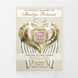 Programa Tríptico Collage de fotos funerario con orden de servicio